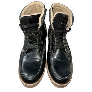 VGC HARRISON MYLES Black Faux‎ Leather Sherpa Lined Zip Moc-Toe Boots Men's 12